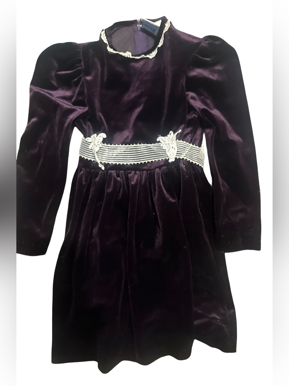 Vintage Rare Editions girl's velvet burgundy and lace dress.